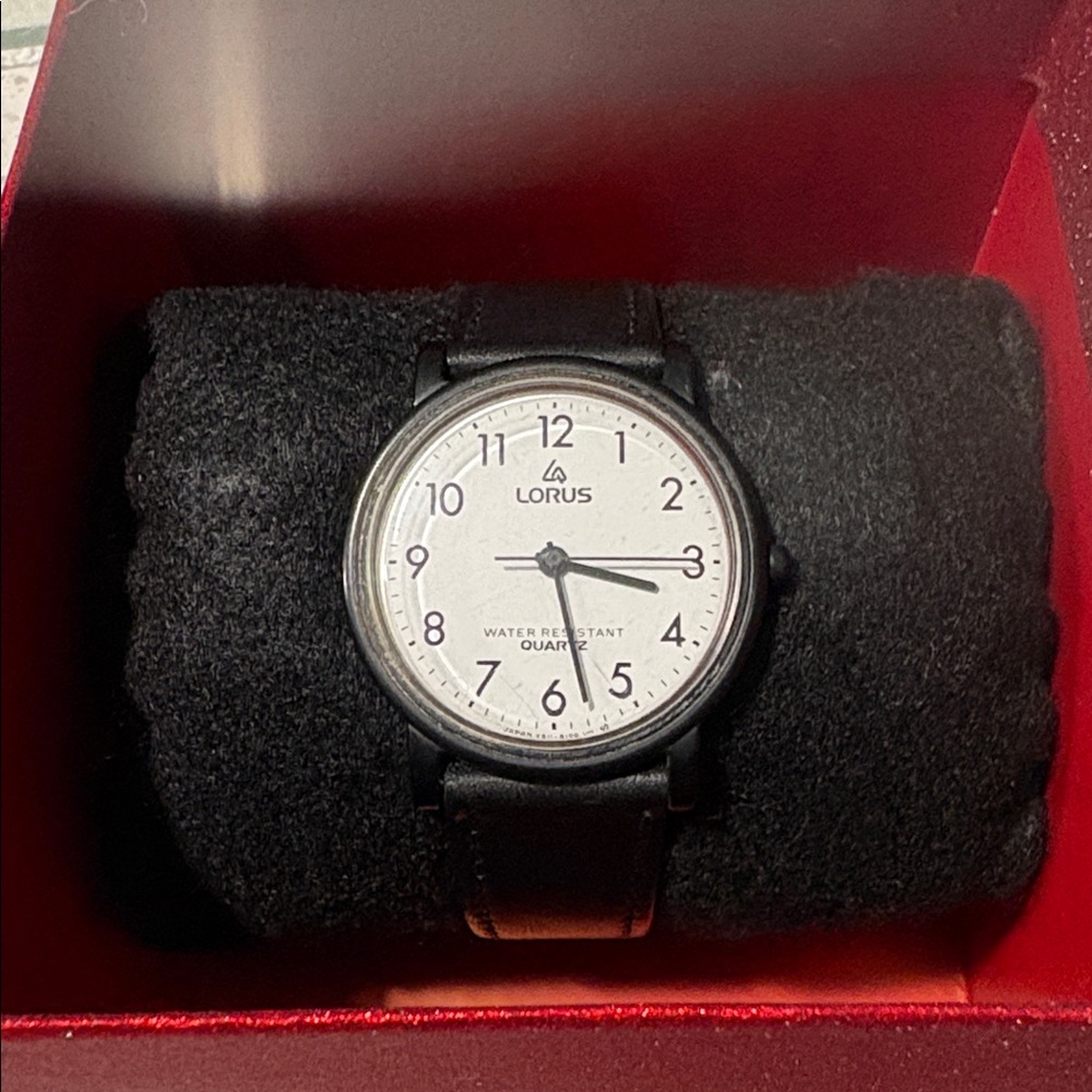 Black Leather Ladies Watch